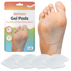 ZenToes imagen frontal del paquete mostrando las almohadillas y beneficio de confort