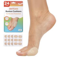 ZenToes paquete frontal mostrando 24 almohadillas y comodidad instantánea