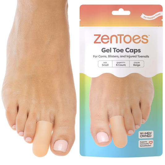 ZenToes fundas frente pack mostrando seis piezas y beneficio de protección