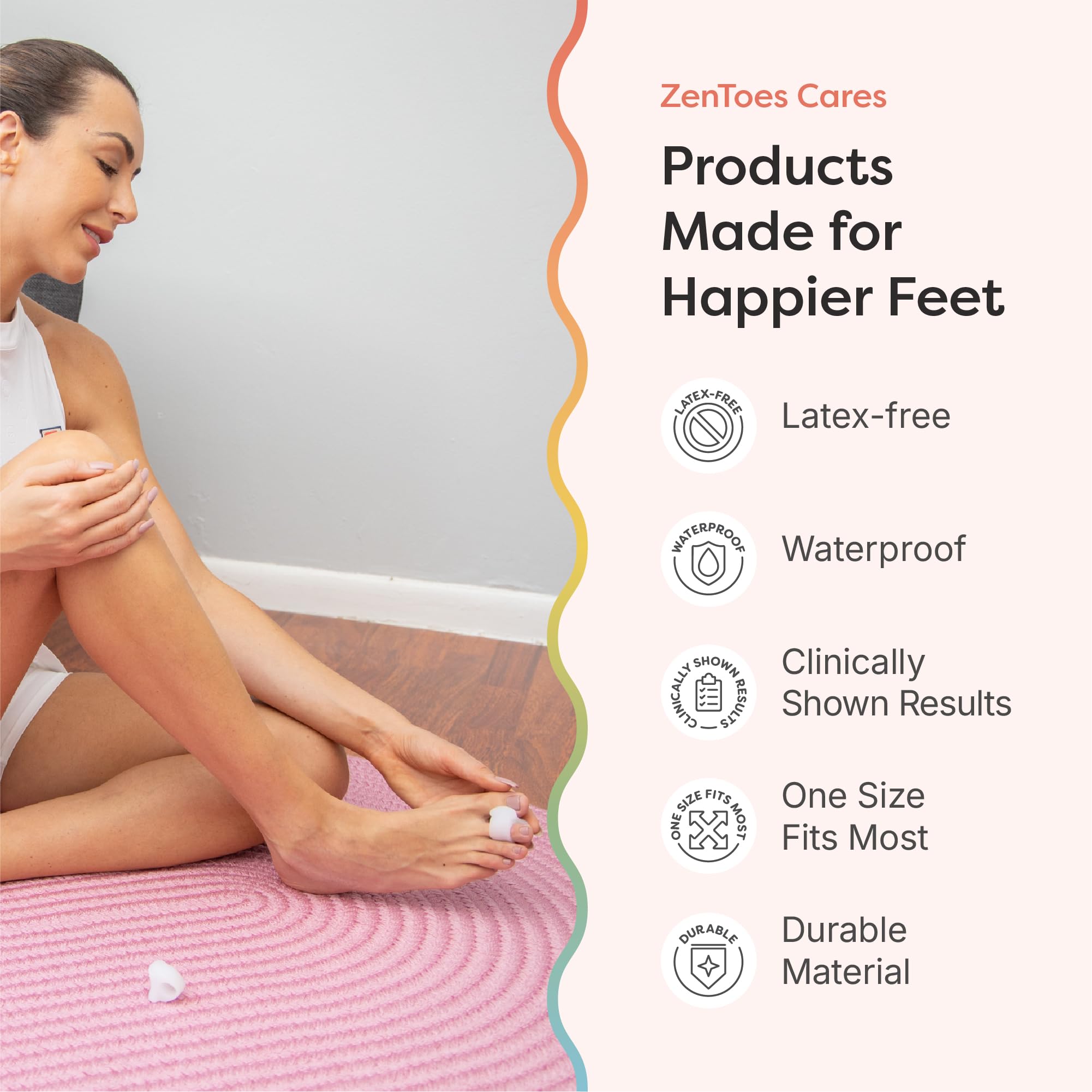 ZenToes limpieza en agua y jabón mostrando fácil mantenimiento reutilizable