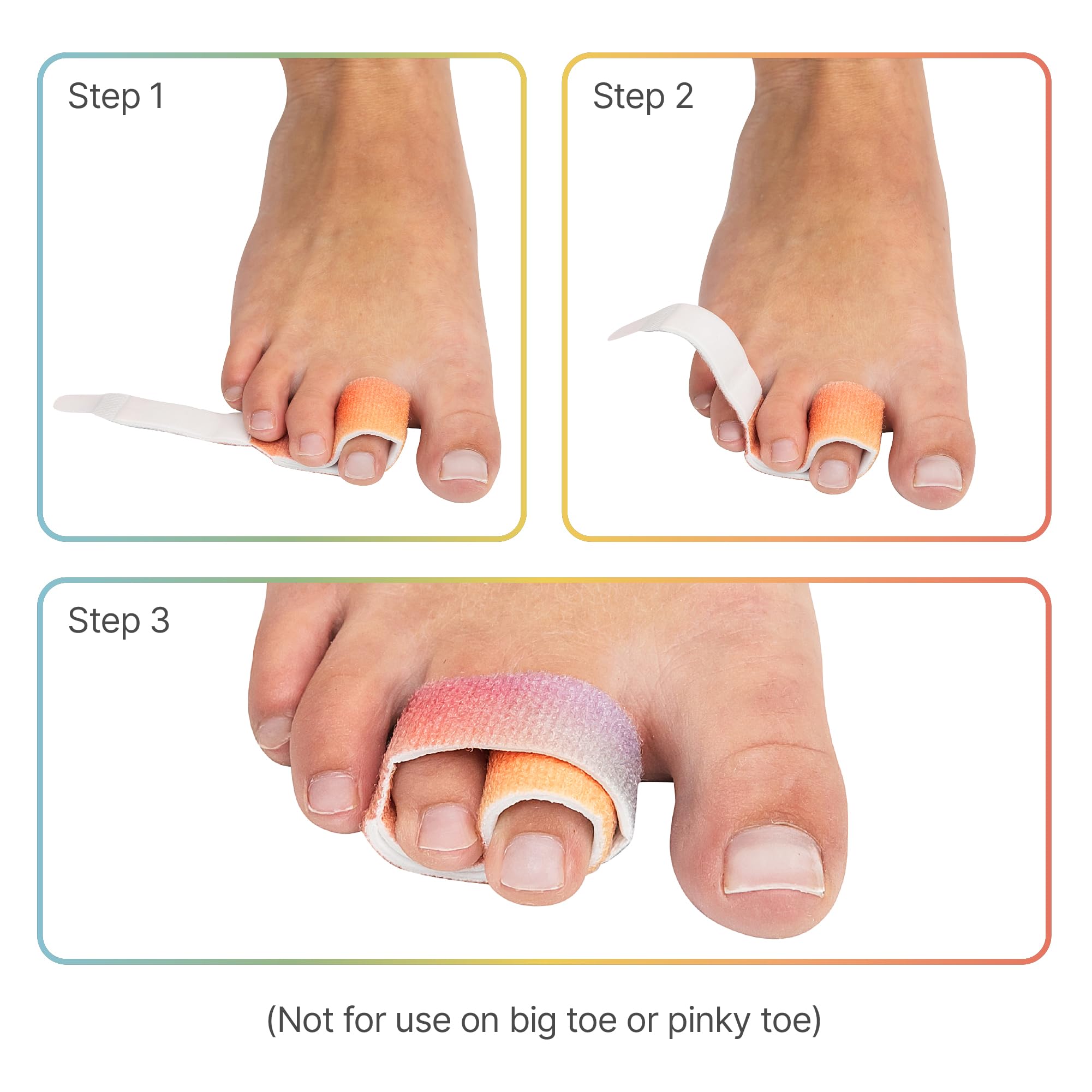 ZenToes primer plano de protección entre dedos que reduce fricción