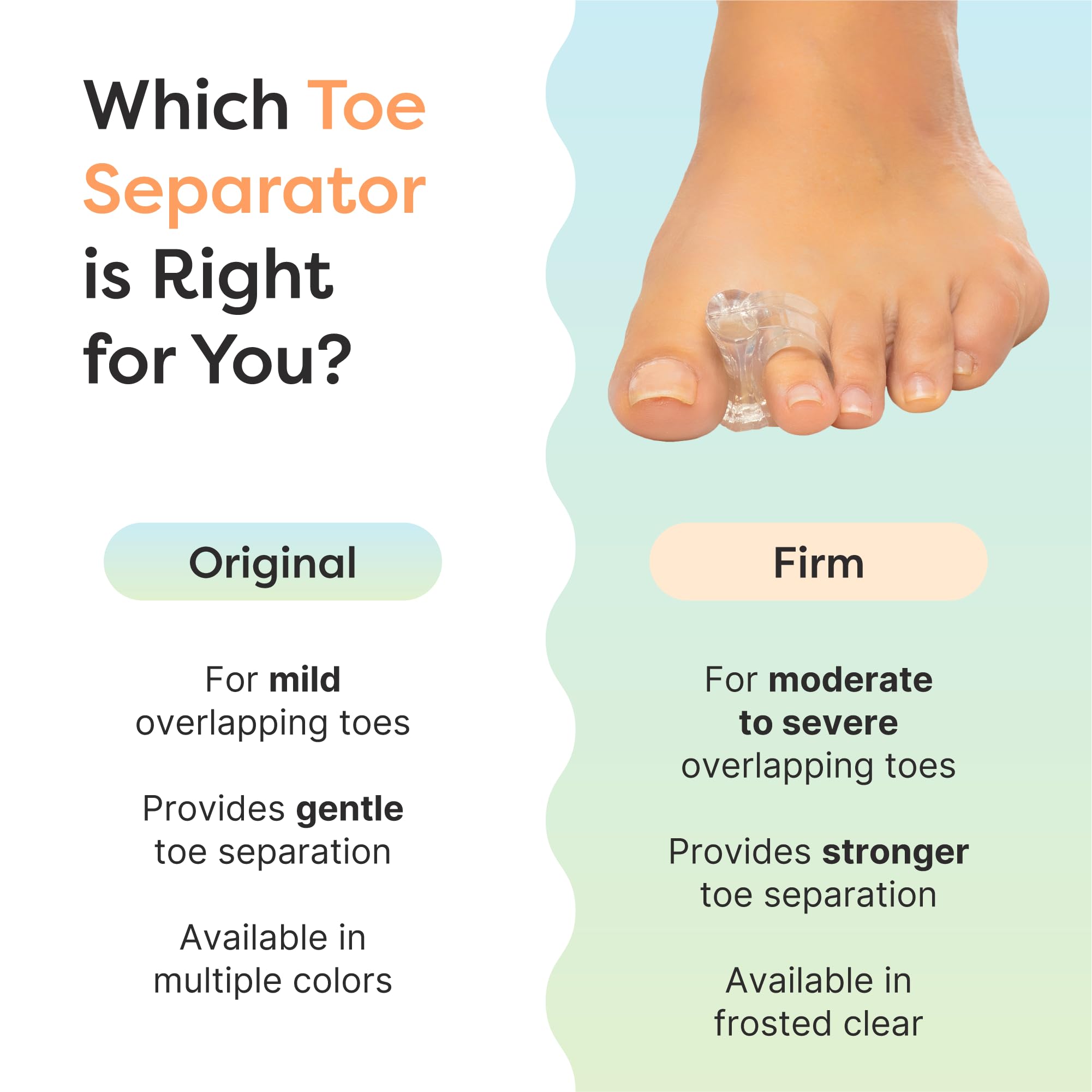ZenToes gama de colores mostrando opciones estéticas y uso
