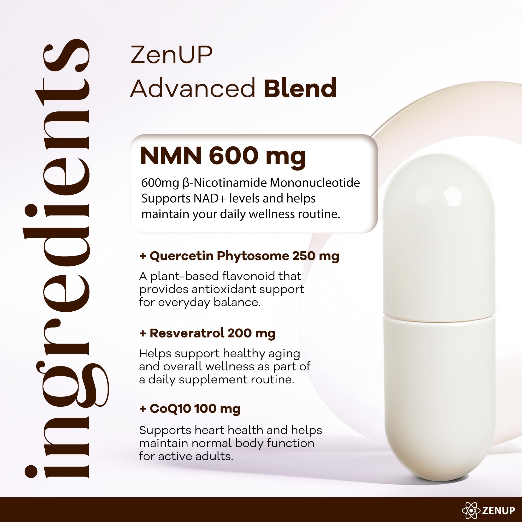 Etiqueta ZenUP con información de dosis e ingredientes bien legible