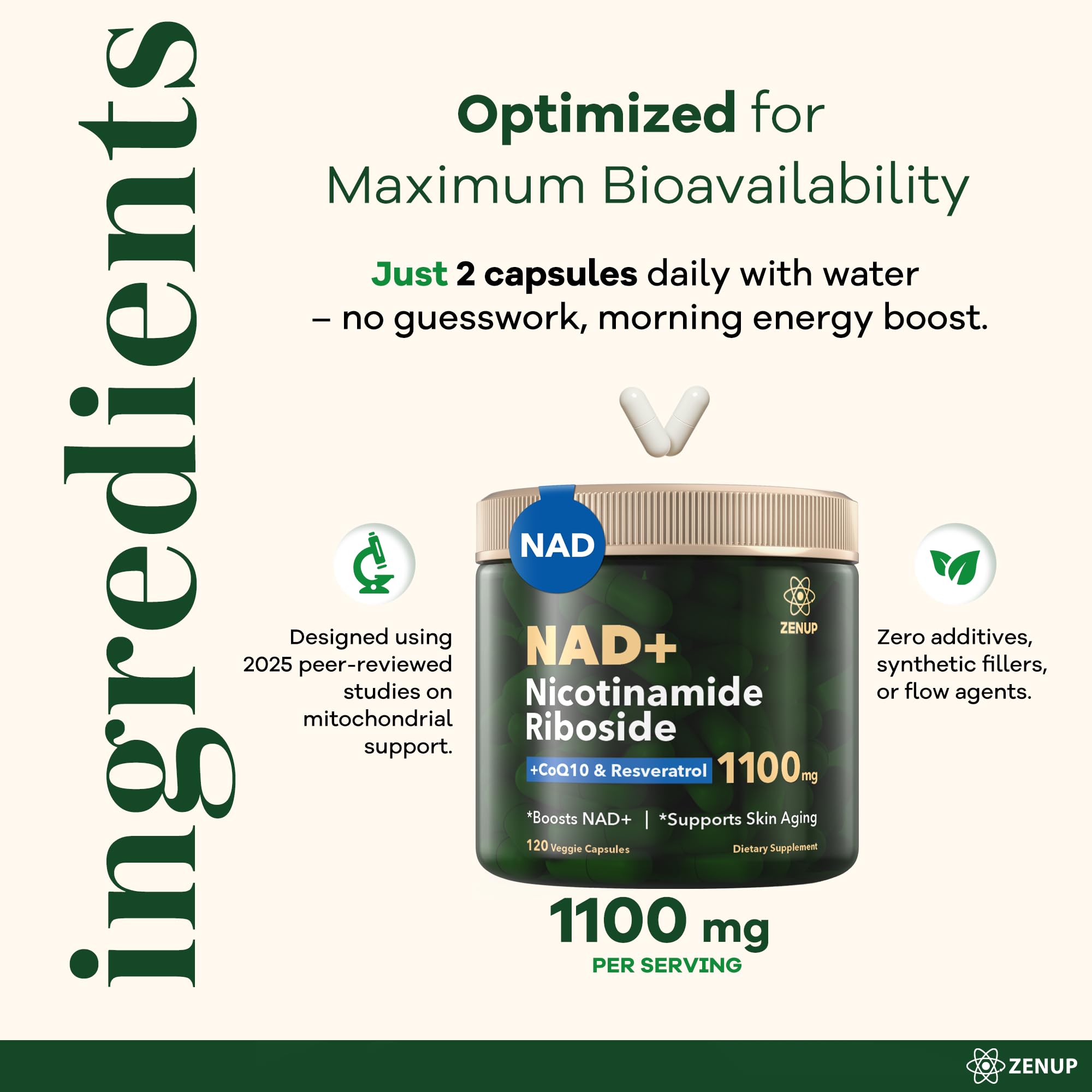 ZenUP ingredientes resveratrol y quercetina para soporte antioxidante