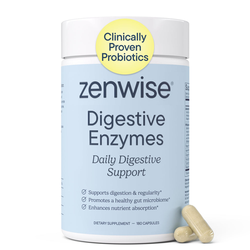 Zenwise Health frente del empaque mostrando 180 cápsulas y beneficios
