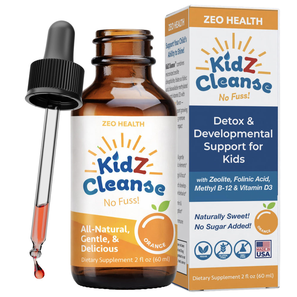 Zeo Health botella frontal sabor naranja mostrando dosificación y beneficios