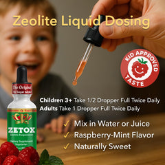 Botella de ZETOX junto a regla para comparar tamaño y cantidad de servicio