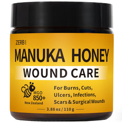 Envase frontal de ZERBI Manuka MGO 850+ mostrando presentación y uso seguro