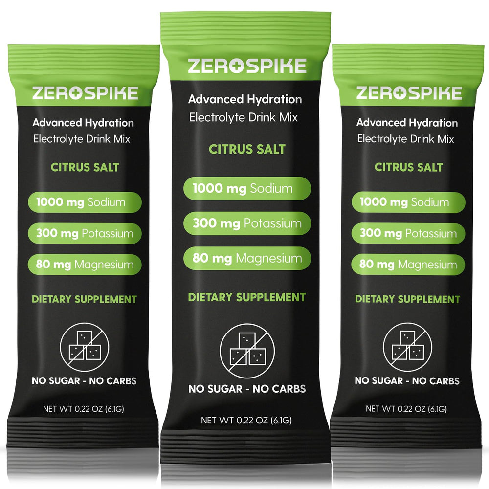 Zerospike frente del empaque mostrando 30 sobres y beneficios claros