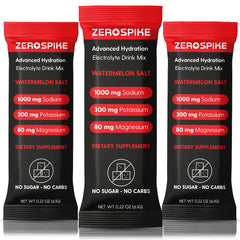 Zerospike frente del empaque mostrando 30 sobres y beneficio de conveniencia