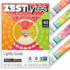 ZestLytes frente del empaque mostrando 40 sticks y beneficios claros