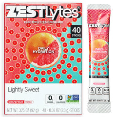 ZestLytes paquete frontal mostrando 40 sticks y beneficios en la etiqueta