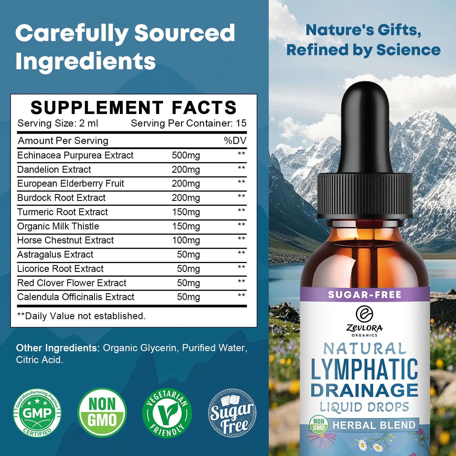ZEVLORA ORGANICS ingredientes botánicos secos alineados, beneficio mezcla natural