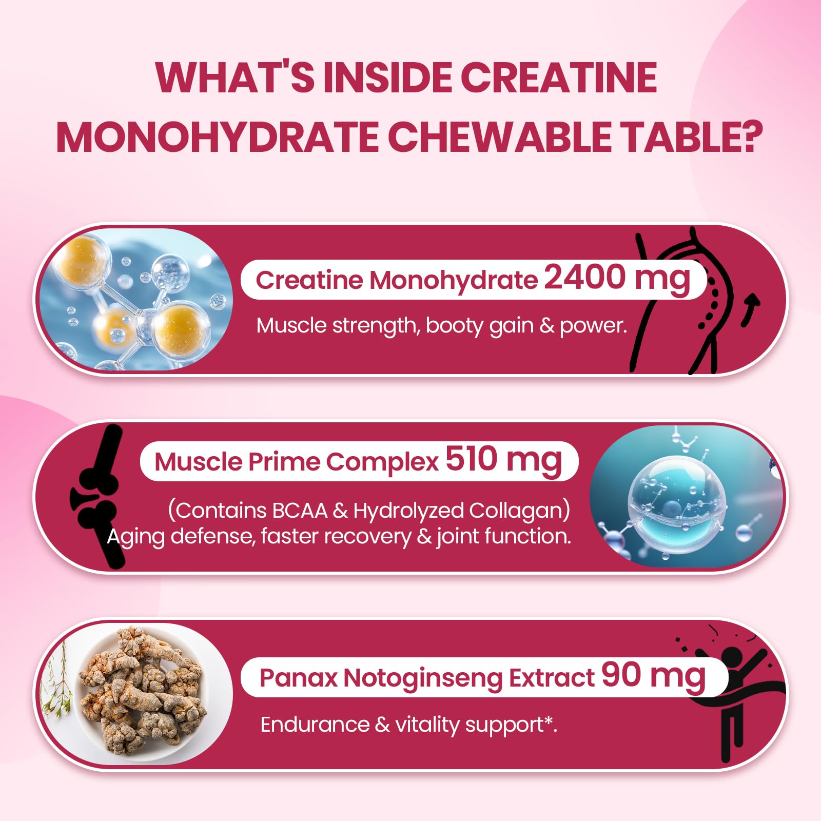 Zeylamum creatina pastillas masticables para uso diario sin mezclar