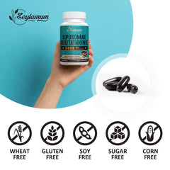 Zeylamum Glutatión liposomal 2400mg, empaque seguro y compacto para almacenamiento.