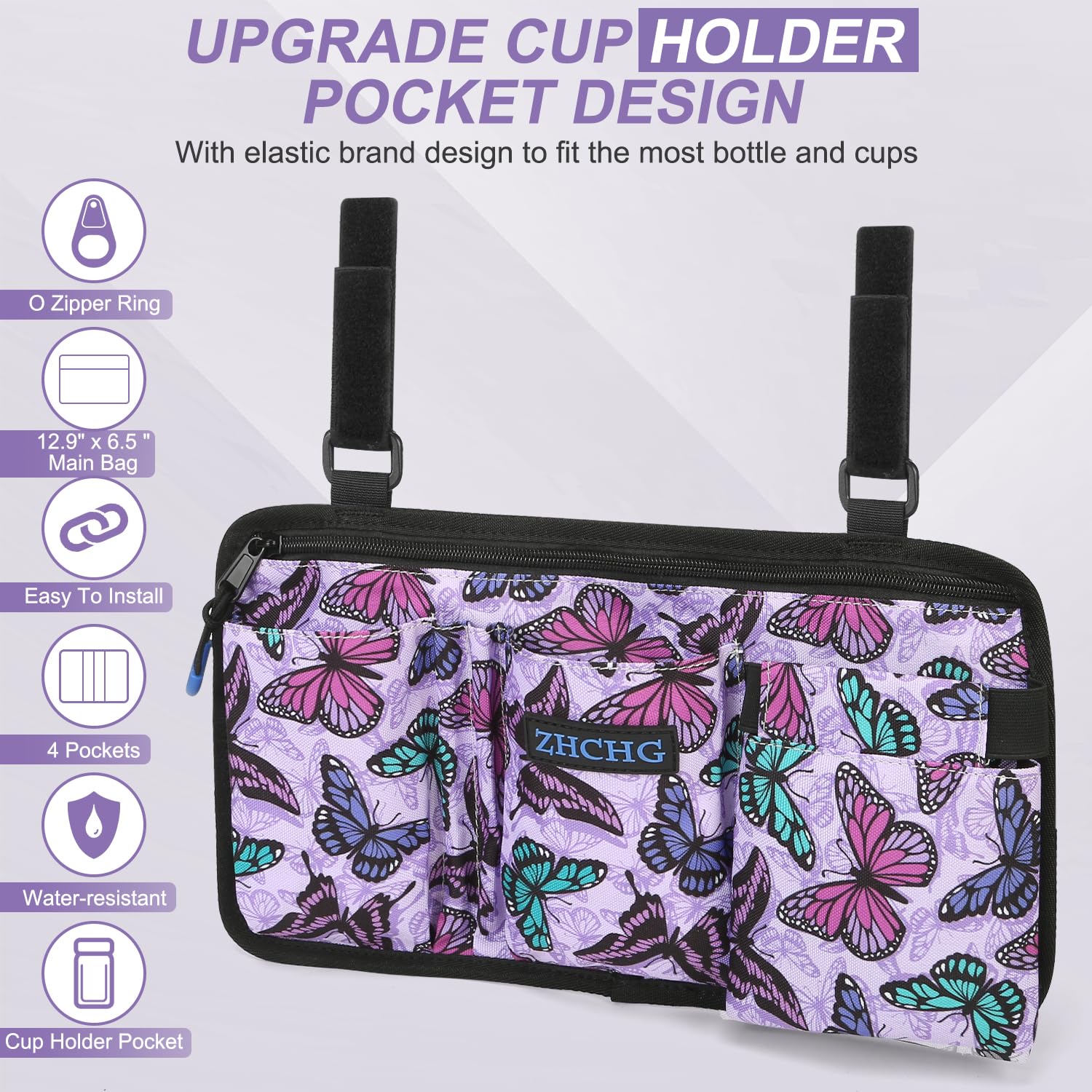 ZHCHG bolso acoplado en una silla de ruedas demostrando accesibilidad inmediata
