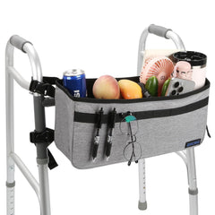 ZHCHG cesta para andador vista frontal mostrando capacidad accesible