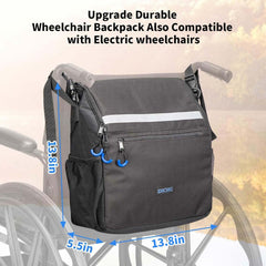 ZHCHG bolsa instalada en silla de ruedas mostrando compatibilidad y orden