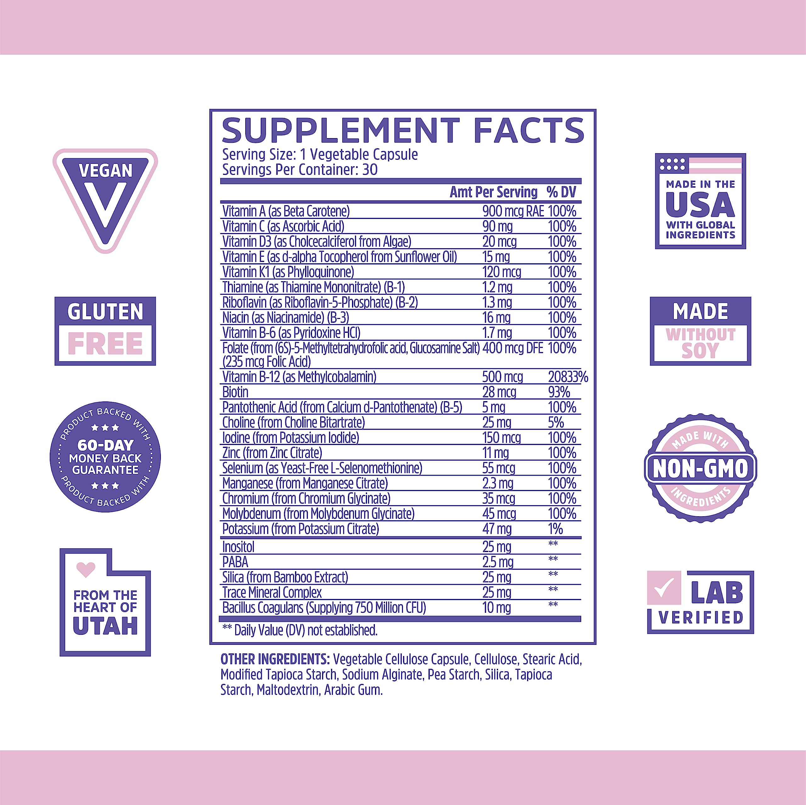 Zhou Daily Boost: etiqueta de ingredientes clave para un multivitamínico diario