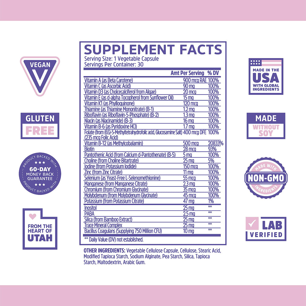 Zhou Daily Boost: etiqueta de ingredientes clave para un multivitamínico diario
