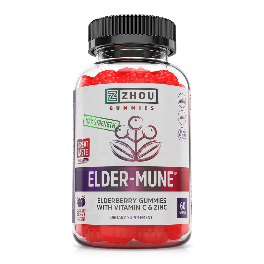 ZHOU frasco Elder-Mune frontal mostrando el envase y beneficio inmune