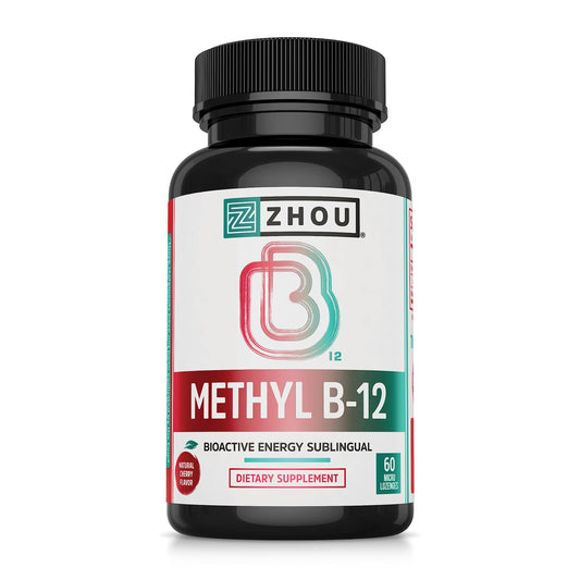 Envase frontal ZHOU Methyl B12 mostrando diseño y cantidad, facilita identificación rápida