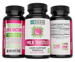 Zhou Milk Thistle label design showcases pure, science-backed ingredients.
