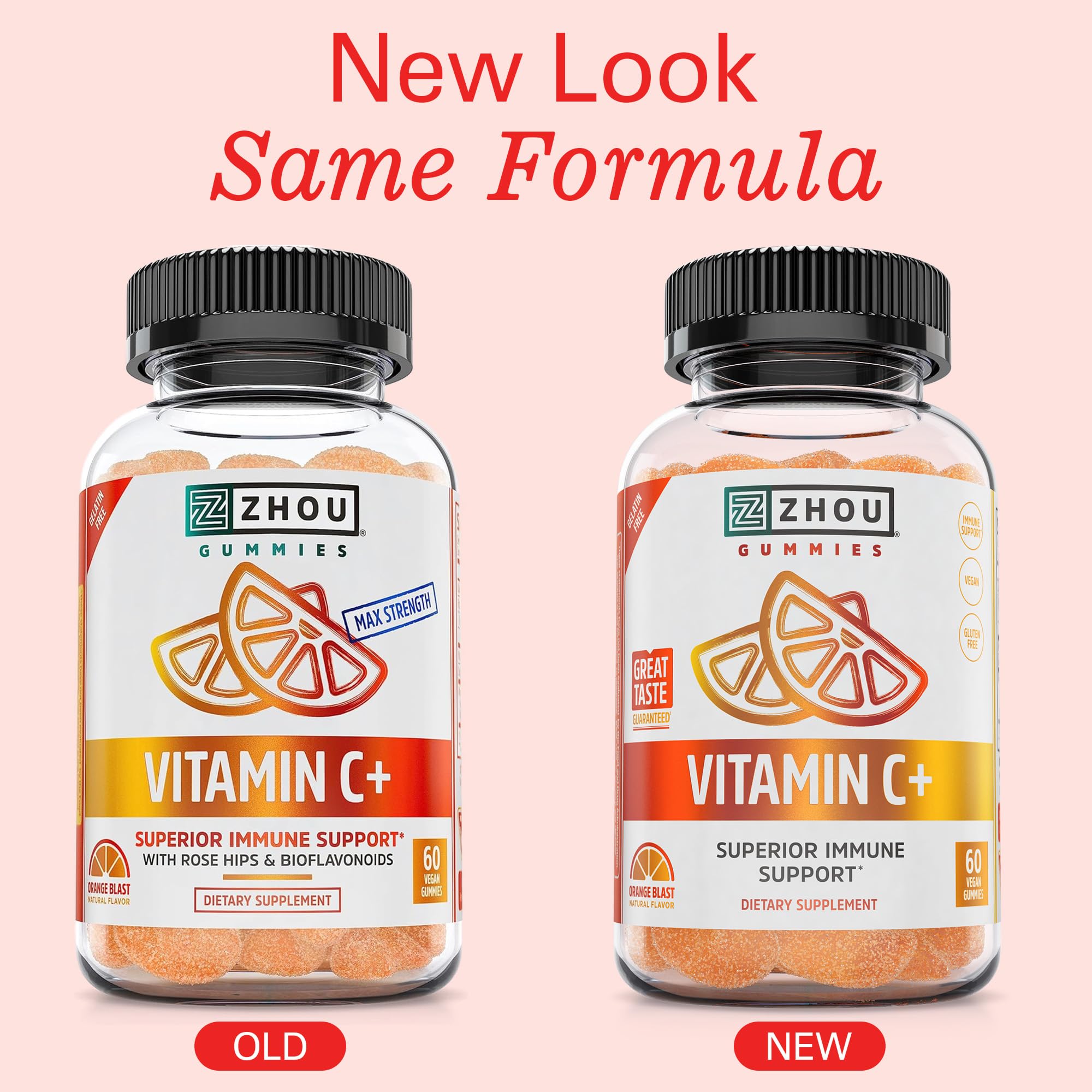 Etiqueta de Zhou Vitamin C+ mostrando bioflavonoides y acerola para antioxidantes