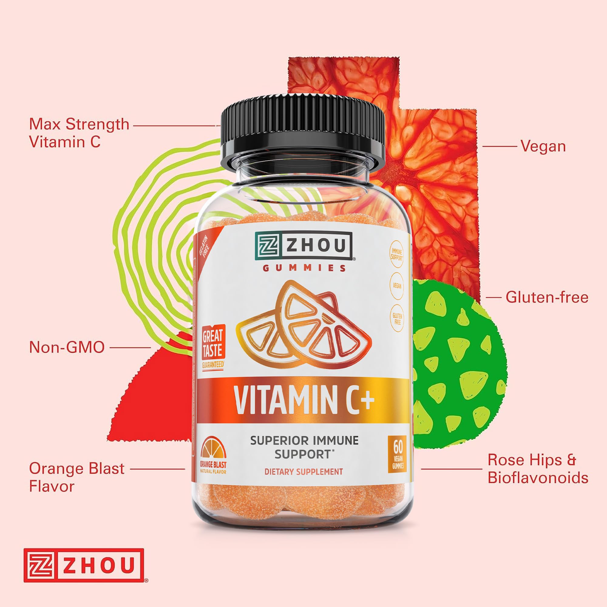 Mano sosteniendo el envase Zhou Vitamin C+ para uso diario