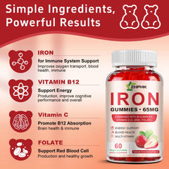 ZHPHK etiqueta nutricional cercana con información de hierro y folato visible