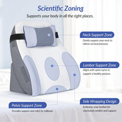 ZIKEE en cama durante lectura ofreciendo soporte ergonómico
