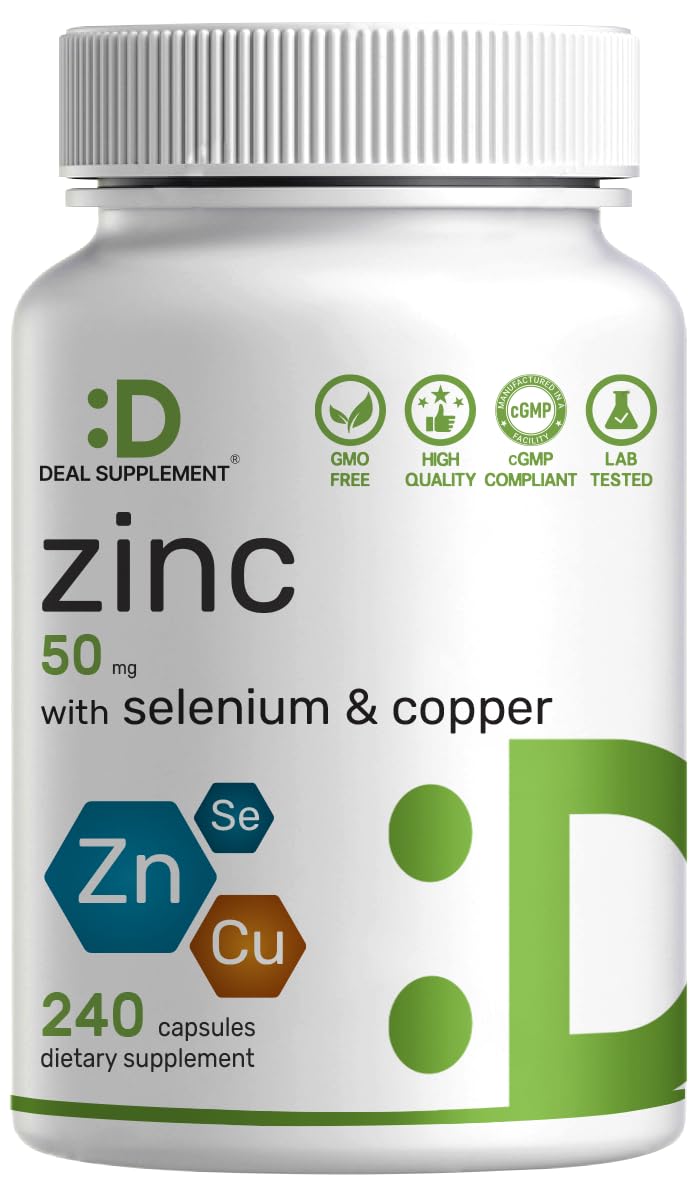 Zinc Picolinate frasco frontal mostrando 240 cápsulas y etiqueta clara, apoyo de suministro largo