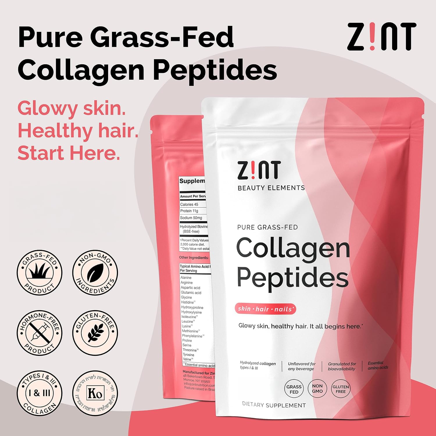 Textura de polvo de Zint colágeno, apariencia fina que facilita disolución