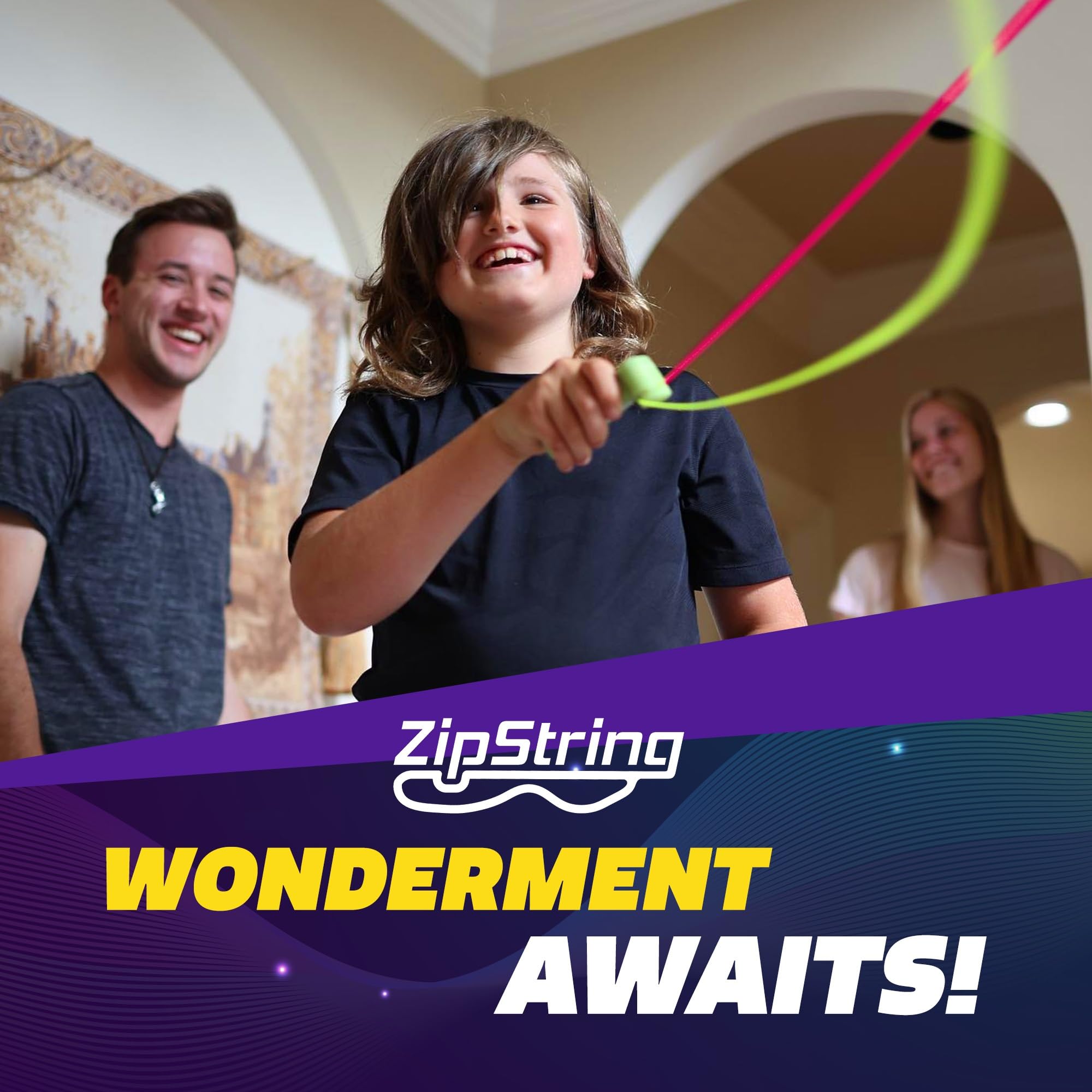Escena lifestyle de ZipString Psycho Strings en juego para niños y adultos