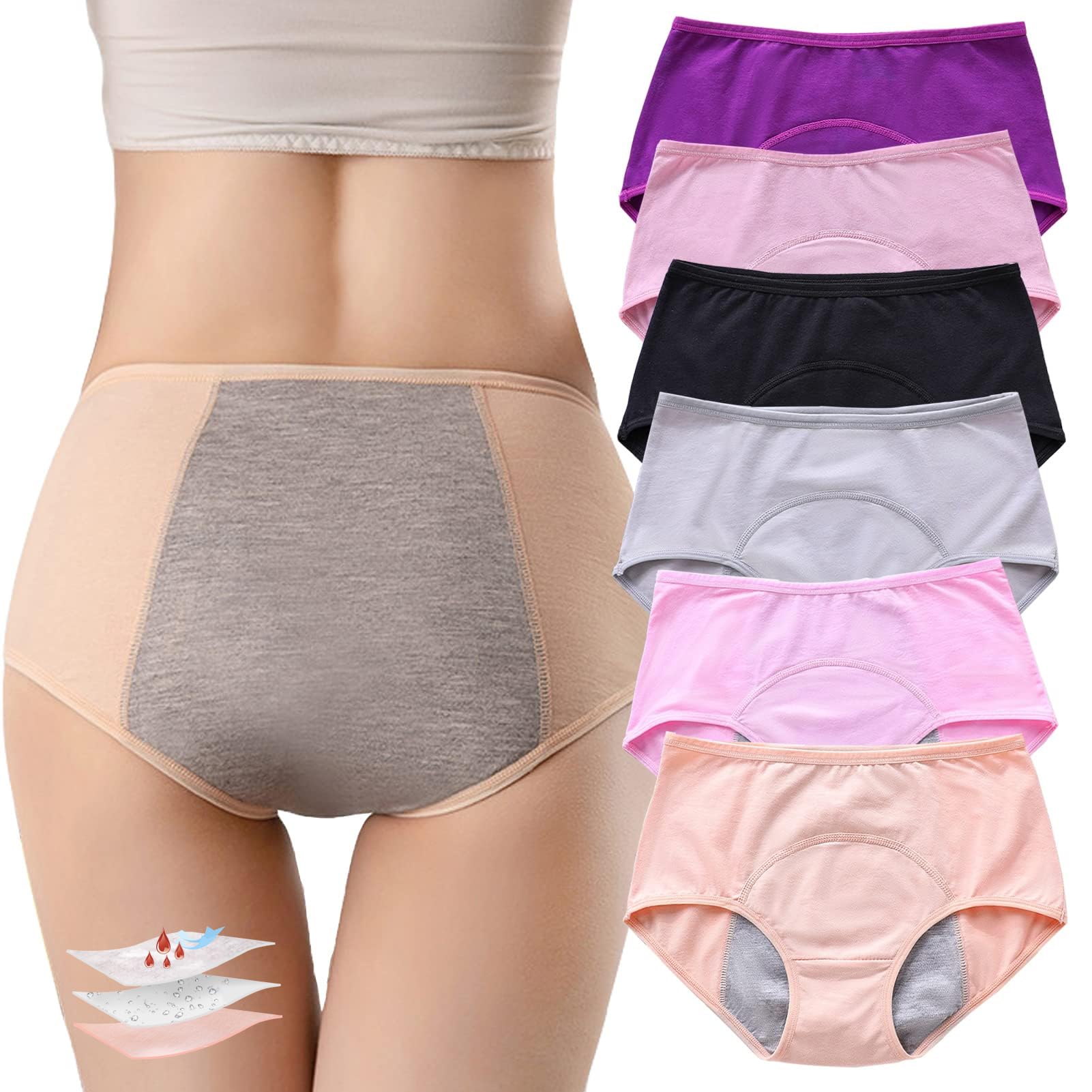 ZJHTK frontal del empaque mostrando las bragas multicolor y beneficio práctico