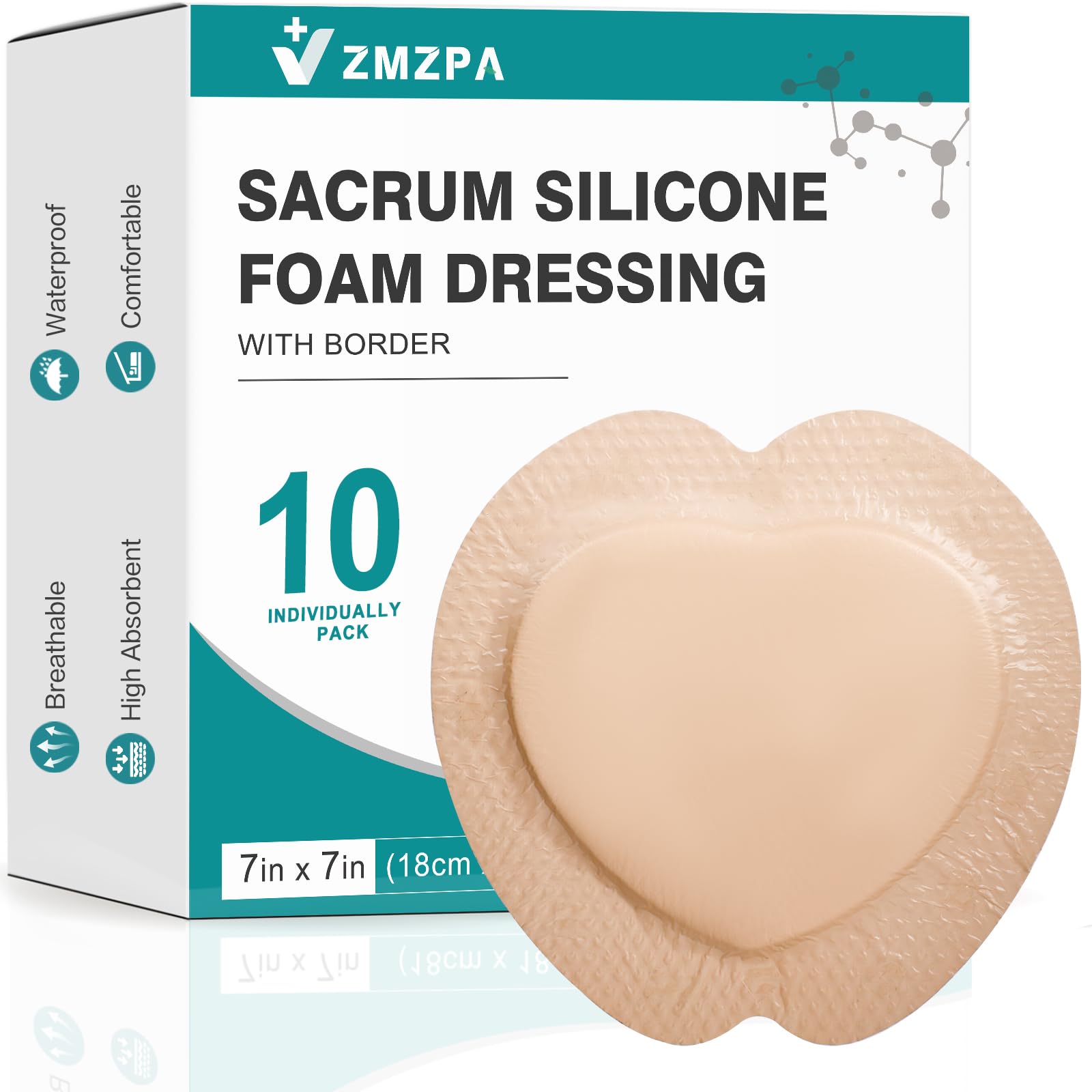 ZMZPA envase frontal mostrando apósito sacro y beneficios protectores
