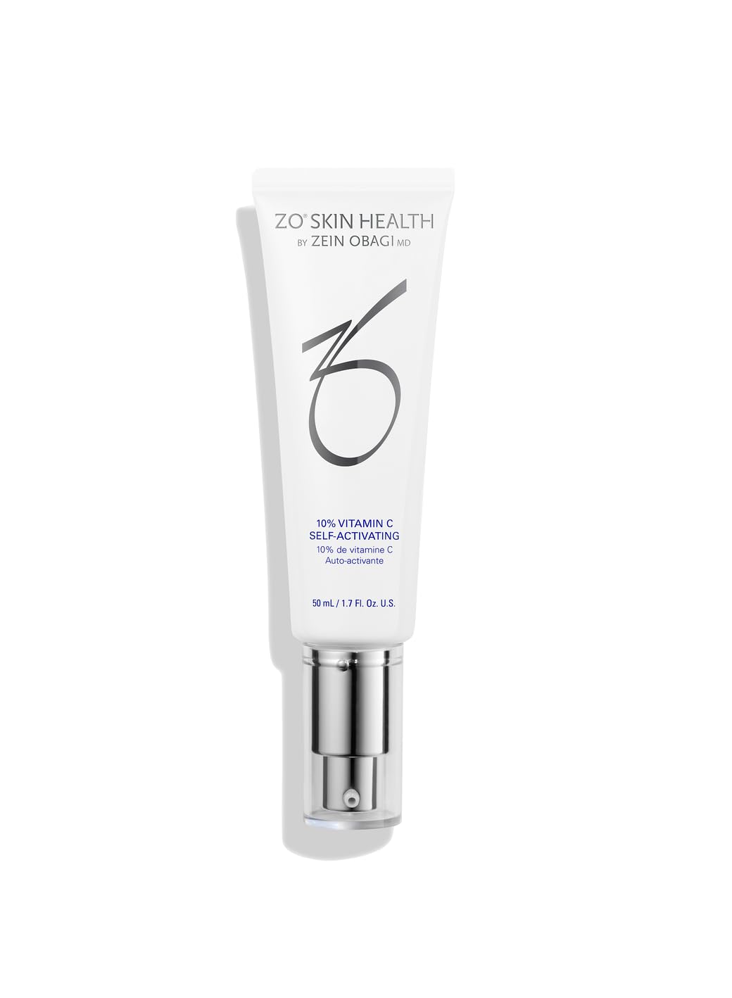 ZO SKIN HEALTH envase frontal del sérum vitamina C 10% que muestra textura ligera y beneficio de luminosidad