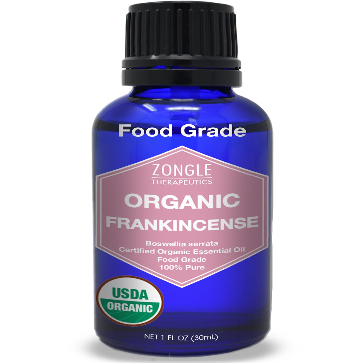 Zongle Therapeutics botella frontal mostrando aceite puro y etiquetado claro