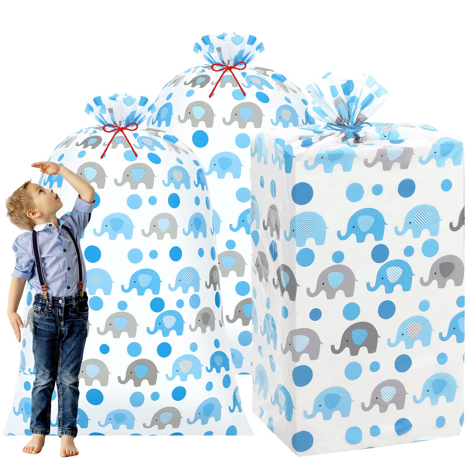 Zonon bolsa grande elefante azul vista frontal, presentación festiva y espacio amplio
