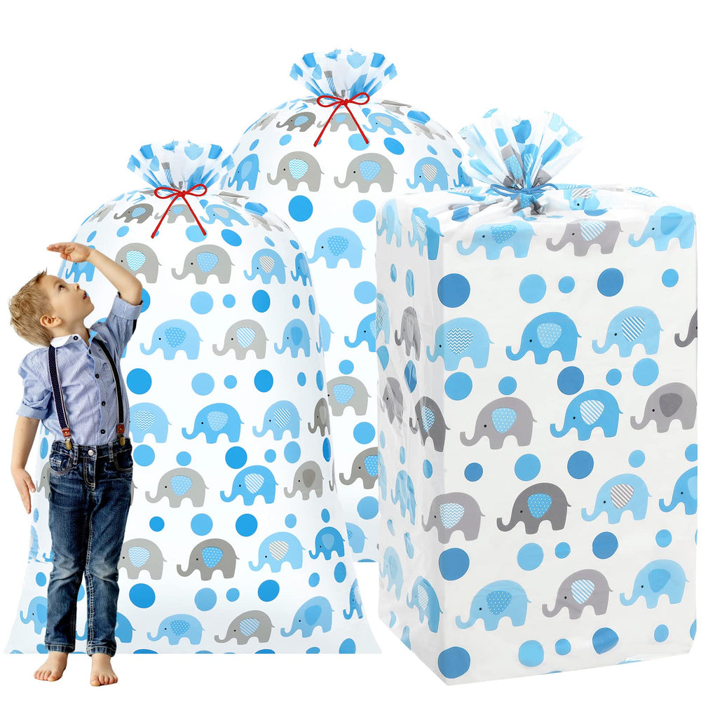 Zonon bolsa grande elefante azul vista frontal, presentación festiva y espacio amplio