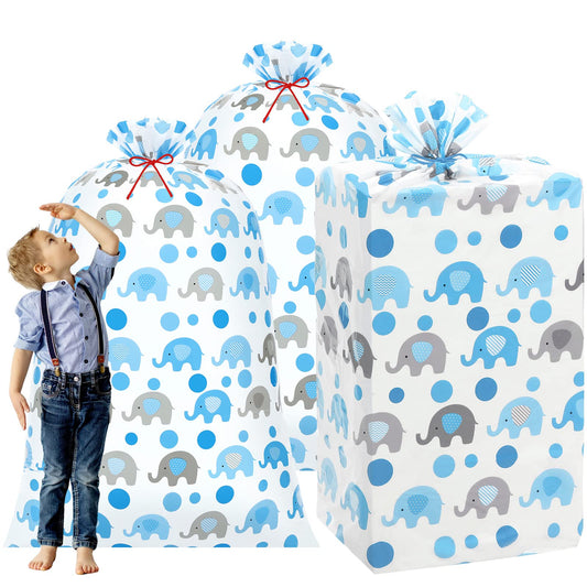 Zonon bolsa grande elefante azul vista frontal, presentación festiva y espacio amplio