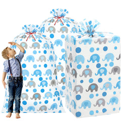 Zonon bolsa grande elefante azul vista frontal, presentación festiva y espacio amplio