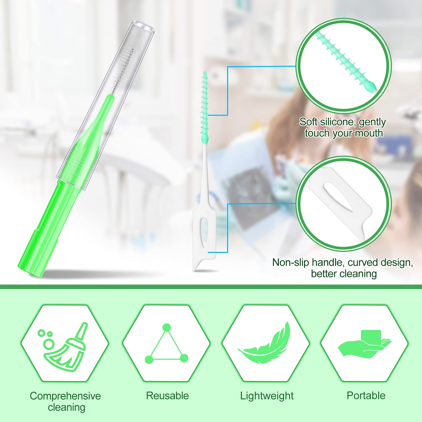 Zopeal primer plano del cepillo interdental para espacios amplios