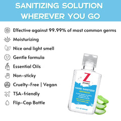 Zoviro en uso aplicando gel con una mano para higiene inmediata
