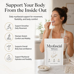 ZRRTXV etiqueta con lista de ingredientes para soporte fascial y claridad informativa