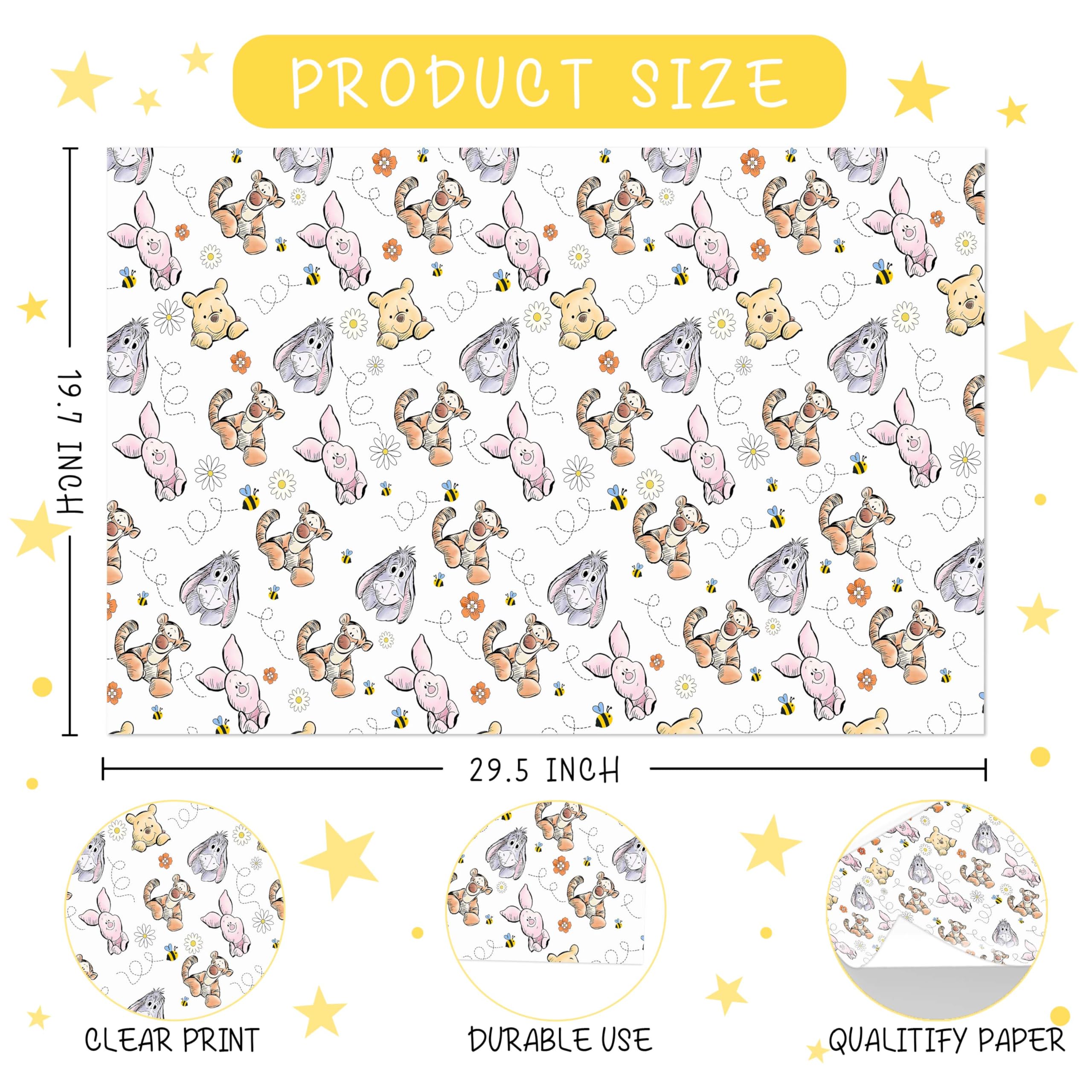 ZsaTuiy hoja desplegada con estampado Winnie, ideal para envolver regalos