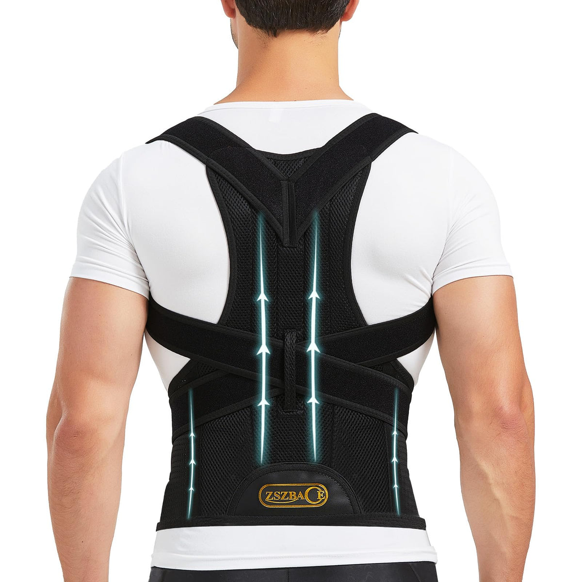 ZSZBACE vista frontal de la faja con ajuste ergonómico y mejor postura