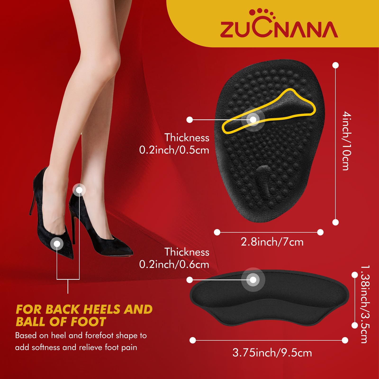 ZUCNANA escena lifestyle con tacones y mayor confort al caminar