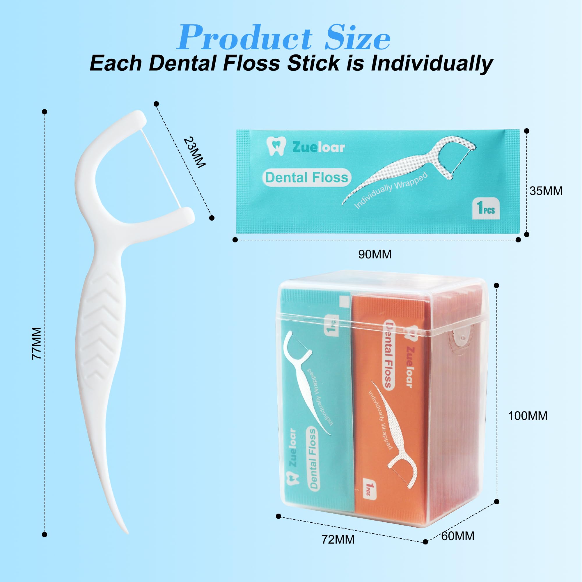 Zueloar floss pick en uso limpiando entre dientes eficientemente