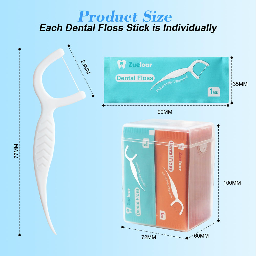 Zueloar floss pick en uso limpiando entre dientes eficientemente